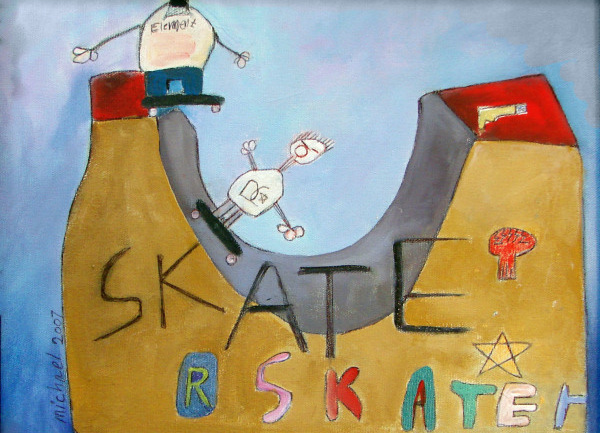 children's creative thinking, skate art work