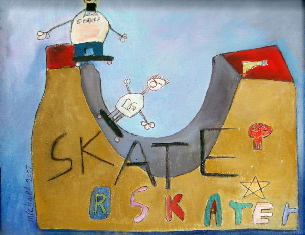 children's creative thinking, skate art work