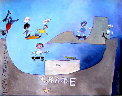 children's creative thinking, children skate art work