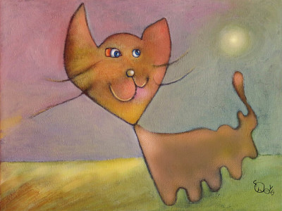 children's creative thinking, cat art work