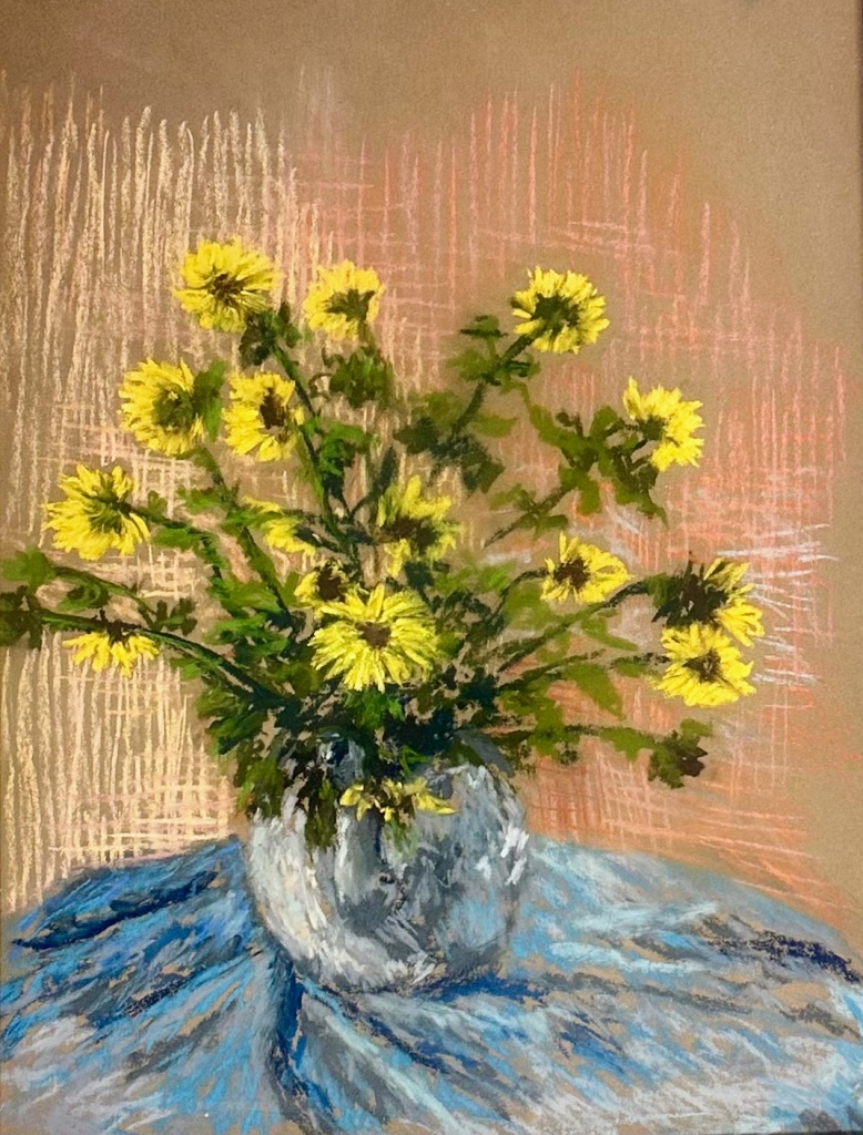 A0518 - Daisies by Joann Wisler pastel on paper 10” x 13”